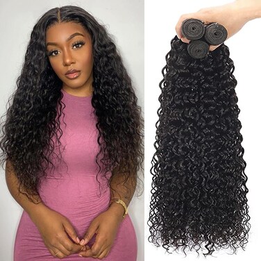 Beautymoon Brazilian Virgin Hair Water Wave 3 Bundles 20 20 20 Inch Quick Weave Remy Hair Bundles 100% Unprocessed Ocean Wave Human Hair Bundles 10A Natural Black Bundles Human Hair