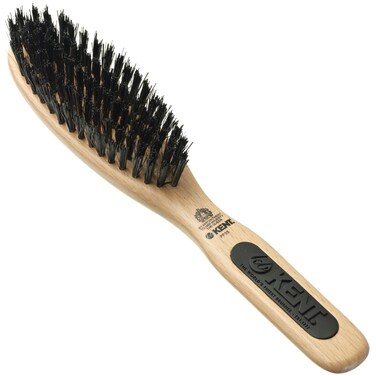 Kent PF05 Narrow Oval Hair Brush, Pure Boar Bristle and Wood for Shaping, Straightening and Grooming Brush for Revitalizing Short to Medium Length