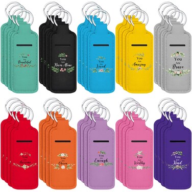 Ctosree 40 Pcs Inspirational Theme Lipstick Holder with Portable Clip on Lip Gloss Sleeve Pouch Pocket Lip Balm Holder for Employee Nurse Teachers (Multicolor)