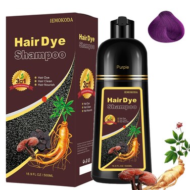 Purple Hair Color Shampoo - Instant Purple Hair Dye Shampoo 3 in 1 for Women &amp; Men, Herbal Purple Shampoo Easy to Use &amp; Long Lasting Purple Hair Shampoo 16.90 Fl OZ (Purple)