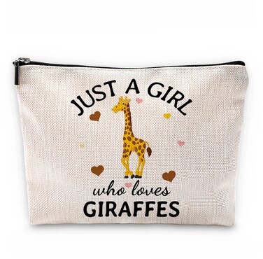 Just A Girl Who Loves Giraffes Makeup Bag,Cute Cartoon Giraffe Cosmetic Pouch for Women Girls,Christmas Birthday Gifts for Giraffe Lovers Sister Daughter