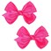 Set of 2 Delicate 3-Inch Satin Bow Hair Clips for Little Girls - Elegant Hot Pink Hue