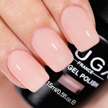 L'UGX Milky Pink Gel Polish 15ML Neutral Sheer White Gel Nail Polish UV Jelly Natural French Gel Nail Color for Nail Art DIY Manicure at Home Holiday Gifts for Women LGS-715