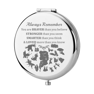 KEYCHIN Frozen Elsa Pocket Mirror Princess Elsa Fans Gift Always Remember You are Braver Stronger Smarter Than You Think Compact Makeup Mirror for Women Girls Teenagers (Frozen Elsa Mirror-S)