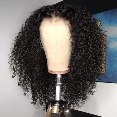Kinky Curly Lace Front Wig Human Hair 16 inches HD Lace Front Wigs Human Hair 13x4 Wigs Human Hair, Brazilian Kinky Curly Lace Frontal Wigs 180% Density