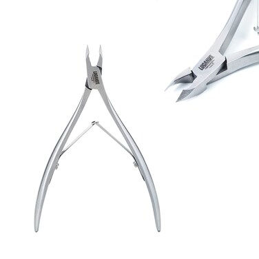 LUCANUS C type Cuticle Cutter Stainless Steel Cuticle Nippers with Hand-Sharpen Blades Cuticle Clippers for Nail Care Pedicure Manicure Nail Tools (Silver)