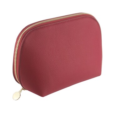 Small Travel Cosmetic Bag Portable Makeup Bag PU Leather Makeup Pouch for Women (PU leather, Red)