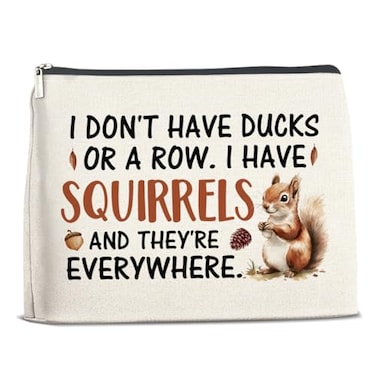 Funny Office Gifts Makeup Bag for Women, Humorous Quote Coworker Gifts Birthday Christmas Gift Ideas for Friends Work Besties Vibrant Squirrels Print Cosmetic Bag Travel Toiletry Pouch for Purse