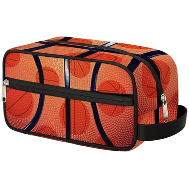 Basketball Texture Travel Toiletry Bag Kit for Men Sports Basketball Cosmetic Makeup Bag for Boys Waterproof Shaving Bag Hanging Wash Bag Organizer for Toiletries Accessories