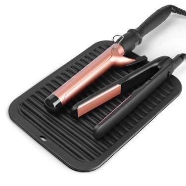 Large Silicone Heat Resistant Mat, Hot Tools Straightener Mat, Professional Heat Mat for Curling Iron, Flat Iron and Hair Styling Tools (Black)