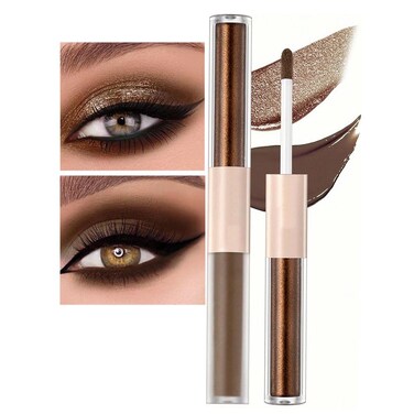 2 in 1 Liquid Glitter Eyeshadow and Matte Eye hadows Eye Makeup Long Lasting, Quick-Drying, Opaque, Gel-Based Formula Vegan &amp; Cruelty-Free (5# Dark Brown)
