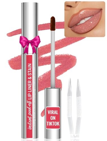 Lip Liner - Lip Liner Stain, Peel Off Lip Stain, Long Lasting Lip Stain Peel Off with Natural Finish, Easy to Use, Waterproof, Smudge-proof, Transfer-proof, Highly Pigmented Color, Nude Pink
