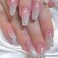 Bling Press on Nails Long Fake Nails Tips Full Cover Sequins False Coffin Nails for Women and Girls 24PCS