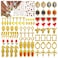 96PCS Gold Nail Charms for Acrylic Nails,Alloy Red Heart Cross Rose Flower Angel Frame Nail Decoration,Nail Art Rhinestone Nail Gems Nail Jewels Accessories for Nail Art Supplies DIY Nail