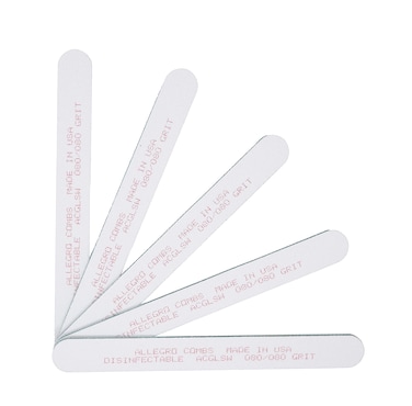 Allegro Combs 7 inches Disinfetable Double Sided Cushioned Nail Files Emery Board Manicure Pedicure Salon Boards. White USA. Grits 080, 100, 180, 240. 5 Pcs (Grit 80 X-Coarse)