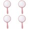 lasenersm 4 Pieces Travel Handheld Mirror Round Cosmetic Hand Mirror Travel Makeup Mirror Hand Held Mirror Plastic Cosmetic Mirror Makeup Hand Mirror with Handle, Pink