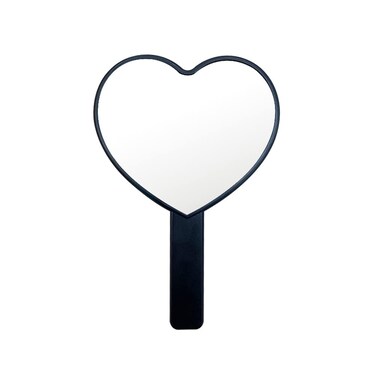lasenersm 1 Piece Travel Handheld Mirror Heart Shaped Cosmetic Hand Mirror Travel Makeup Mirror Hand Held Mirror Plastic Cosmetic Mirror Makeup Hand Mirror with Handle, Black
