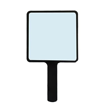 lasenersm 1 Piece Travel Handheld Mirror Square Cosmetic Hand Mirror Travel Makeup Mirror Hand Held Mirror Plastic Cosmetic Mirror Makeup Hand Mirror with Handle, Black