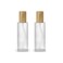 2PCS 60ml/2oz Empty Clear Frosted Glass Cosmetic Lotion Bottle with Wood Grain Lid Refillable Travel Toiletries Container Pump Dispenser Vials Pot Jars for Cream Foundation Emulsion Essencial Oil