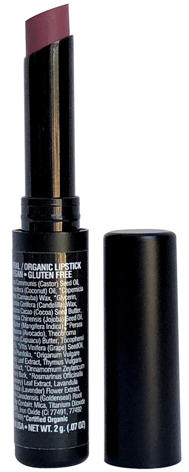 Mom's Secret Natural Lipstick, Organic, Vegan, Gluten Free, Cruelty Free, Slim Package, Made in the USA, 0.07 oz. (Purely Plum Satin)