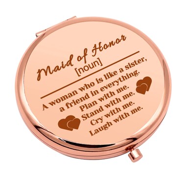 Maid of Honor Gift for Women Compact Makeup Mirror for Friend Girls Bridesmaid Gift for Sister Bridal Shower Gift Wedding Gift Folding Makeup Mirror Engagement Gift for Her Christmas Birthday Gifts