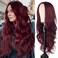 Long Red Wavy Wig Wine Red Wig for Women 26inch Burgundy Wavy Wig Natural Curly Synthetic Heat Resistant Wigs for Girls Cosplay Daily Party Use