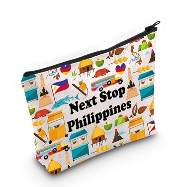 JXGZSO Philippines Trip Culture Gift Next Stop Philippines Cosmetic Bag Philippines Vacation Makeup Bag Traveler Gift
