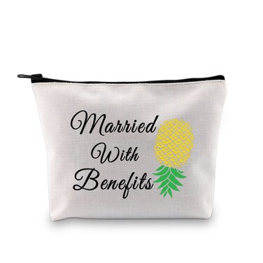 JXGZSO Funny Swinger Adult Gift Upside Down Pineapple Makeup Bag Married With Benefits Swingers Lifestyle Gifts