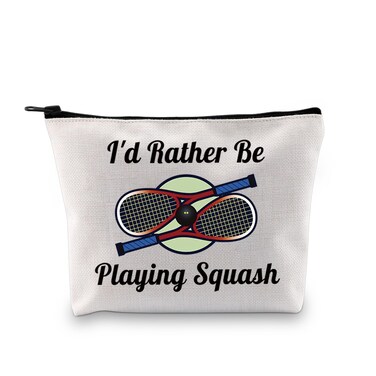 JXGZSO Squash Pouch Makeup Bag I'd Rather Be Playing Squash Cosmetic Bag Gifts For Squash Lovers Squash Player Gift (I'd Rather Be Playing Squash)