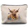 Nogrit Floral Highland Cow Makeup Bag, Highland Cow Gifts Makeup Bag, Cow Lover Gifts Cosmetic Bags for Women, Cow Gifts for Women Small Cosmetic Bag for Purse, Small Makeup Bag, Cute Cow Gifts