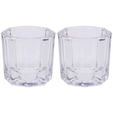 Shapenty Nail Art Acrylic Liquid Powder Dappen Dish Glass Crystal Cup Containers Glassware Tools for Nail Polish Remover Eyebrow Tint and Eyebrow Dye Mixing, 2PCS