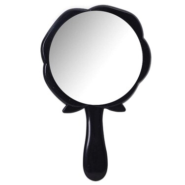 Teensery 2 Pcs Plastic Hand Mirror Rose Flower Shaped Travel Handheld Mirror Makeup Mirror for Women Girls, Black