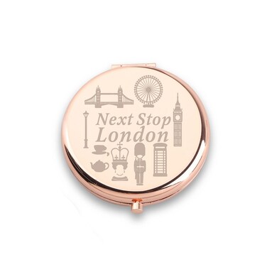 WUSUANED London Travel Makeup Mirror Next Stop London Mirror London Lover Gift Britain Souvenirs Gift for Traveller (London Travel Mirror)