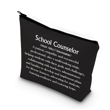 BDPWSS School Counselor Makeup Bag Counselor Appreciation Gift School Guidance Counselor Motivational Definition Travel Pouch (School counselor definition bl)