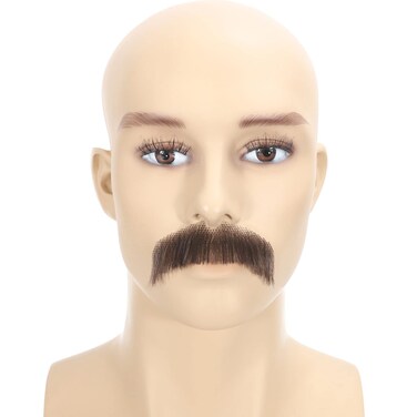 Natural Light Brown Synthetic Hair Lace Tied Realistic Mustache 1 Pcs False Fake Beard