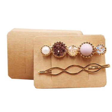 100 Pcs Hair Clip Display Cards Hair Bow Hairpin Packaging Cards Paper Cardboard for Hair Barrettes Accessories Kraft Paper Color