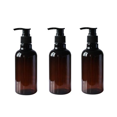 3PCS Empty Plastic Pump Bottles Storage Containers Dispensers with Black Pump Tops for Shampoo Bath Shower Toiletries Hand Wash Lotions ((250ML /8OZ )