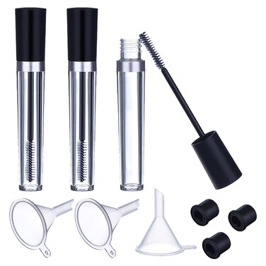 GSHLLO 3 Pcs 7.5ml Empty Mascara Tubes Eyebrow Brush Tubes Refillable Eyelash Serum Bottles Eyelash Cream Container Vials with Eyelash Wand and Funnels for DIY Cosmetics