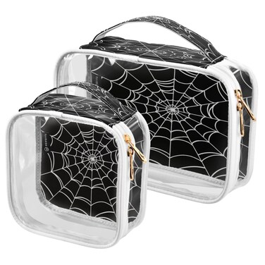 2 Pack Clear Makeup Bag, Goth Spider Web Car Pouches For Organization Waterproof Travel Toiletry Bags For Women Girl