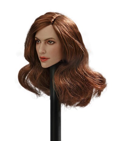 Phicen 1/6 Scale Female Head Sculpt with Curls for 12" Female Body Hot Toys (Dark Brown Curly Hair)