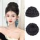 Small Size Natural Braided Chignon Bun Hairpiece Black Donut Scrunchie Clip in Hair Bun Updo Hair Piece Twisted Bun Ponytail Hair Extensions Clip in Fake Bun for Women(#1B, N1-BL)