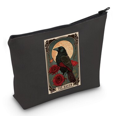 JXGZSO The Raven Tarot Card Cosmetic Bag Witchy Gift Raven Lovers Gift Bird Lovers Gift Tarot Card Lovers Gift (The Raven Bag)
