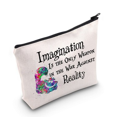 TSOTMO Alice Cartoon Movie Merchandise Zipper Pouch Cheshire Cat Makeup Bag Alice Fans Gift Imagination Is The Only Weapon In The War Against Reality Cosmetic Bag (Imagination)