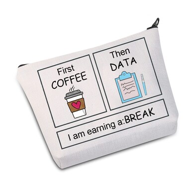 JXGZSO Teacher Zipper Pouch Makeup Bag BCBA Therapist Behavior Special Education Gift S Psychologist Gift (First COFFEE Then Bag)