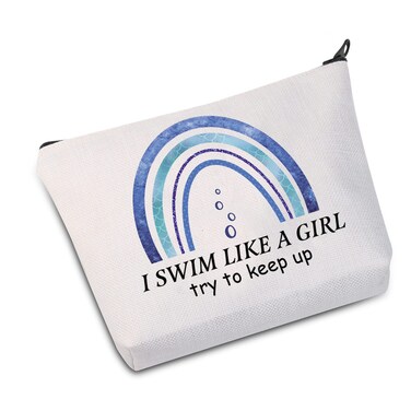 JXGZSO Swim Makeup Bag Swimming Lover I Swim Like A G Try to Keep Up Cosmetic Bag Swim Team Gift (I Swim Like Bag)