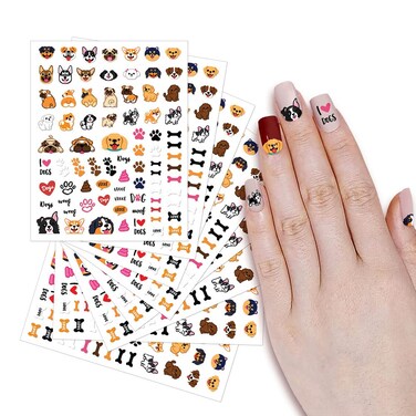 WIRESTER 8 Sheets of Nail Art Stickers Decals, Self-Adhesive Nail Decals for Women Kids Girls Nails Decorations - Forest (Cute Animal, Giraffe, Lion, Tiger, Wolf, Fox, Monkey, Hippo, Panda, Zebra)