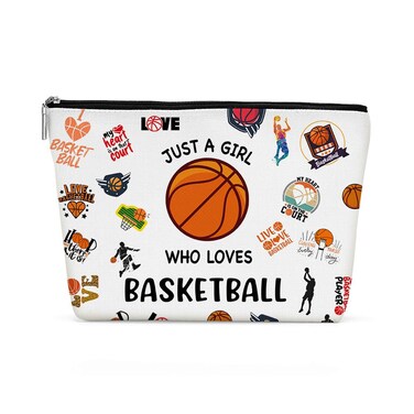 Funny Girl Loves Basketball Cosmetic Bag for Women, Basketball Gifts, Basketball Lovers Gifts Makeup Bag Cosmeticcase for Sport Basketball Coach Teacher Her Birthday Friendship Christmas