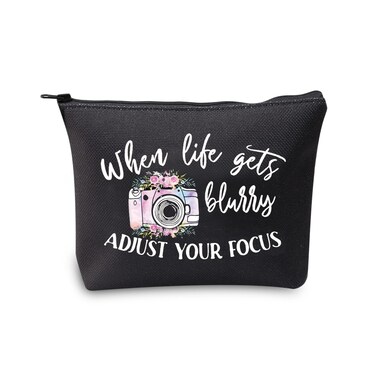 MBMSO Photographer Makeup Bag when Life gets Blurry Adjust Your Focus Photography Lovers Gifts Inspirational Gifts (Focus bag black)