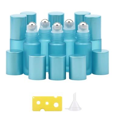 Kesell 10pcs 5ml Colorful Frosted Roll on Bottles Glass Roller Ball for Essential Oils Refillable Roller Bottles with Stainless Steel Ball Empty Containers for Aromatherapy