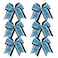 Cheerleader Bows 8 Inch 3 Layers 6 Pcs Ponytail Holder Jumbo Cheerleading Bows Hair Elastic Hair Tie for High School College (Black/White/light bright blue))